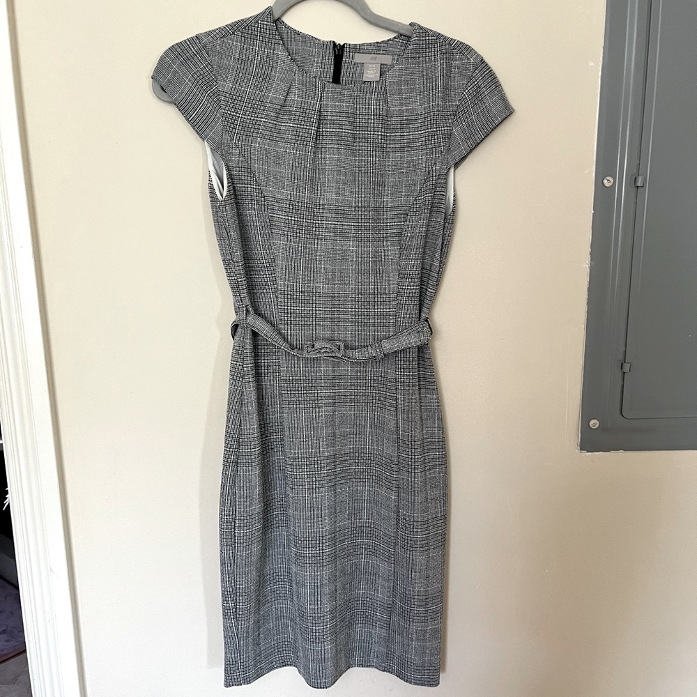 H&M Pencil Dress Grey/Gray With Belt